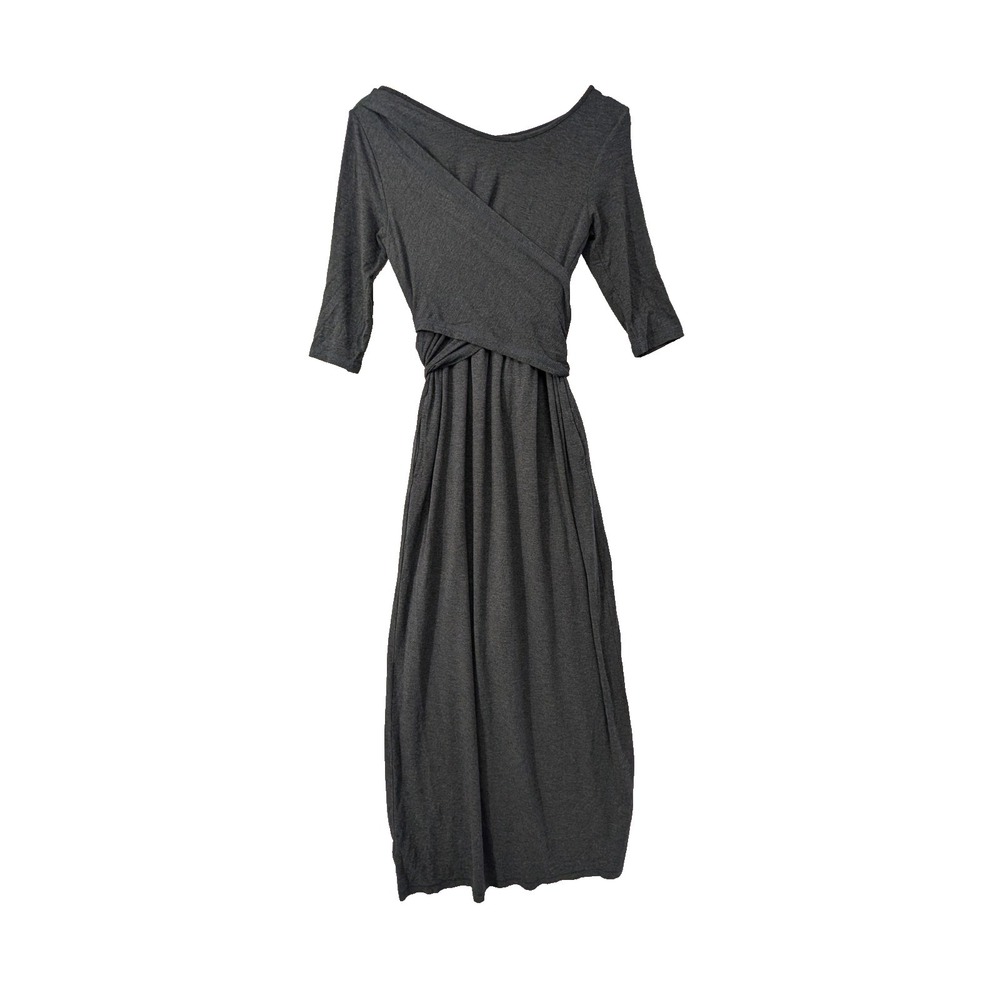 Latched Mama Nursing Maxi Dress XS Gray Pockets Discrete Access Minimalist